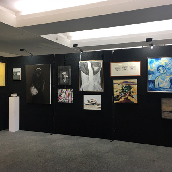 Exhibition display boards with LED lights